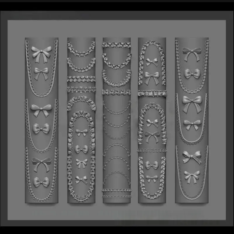 **1PcDragons Bone 3D 실리콘 네일 몰드 플라워 보우낫 스타 체인 네일 템플릿 DIY 네일 아트 장식 매니큐어 디자인 도구