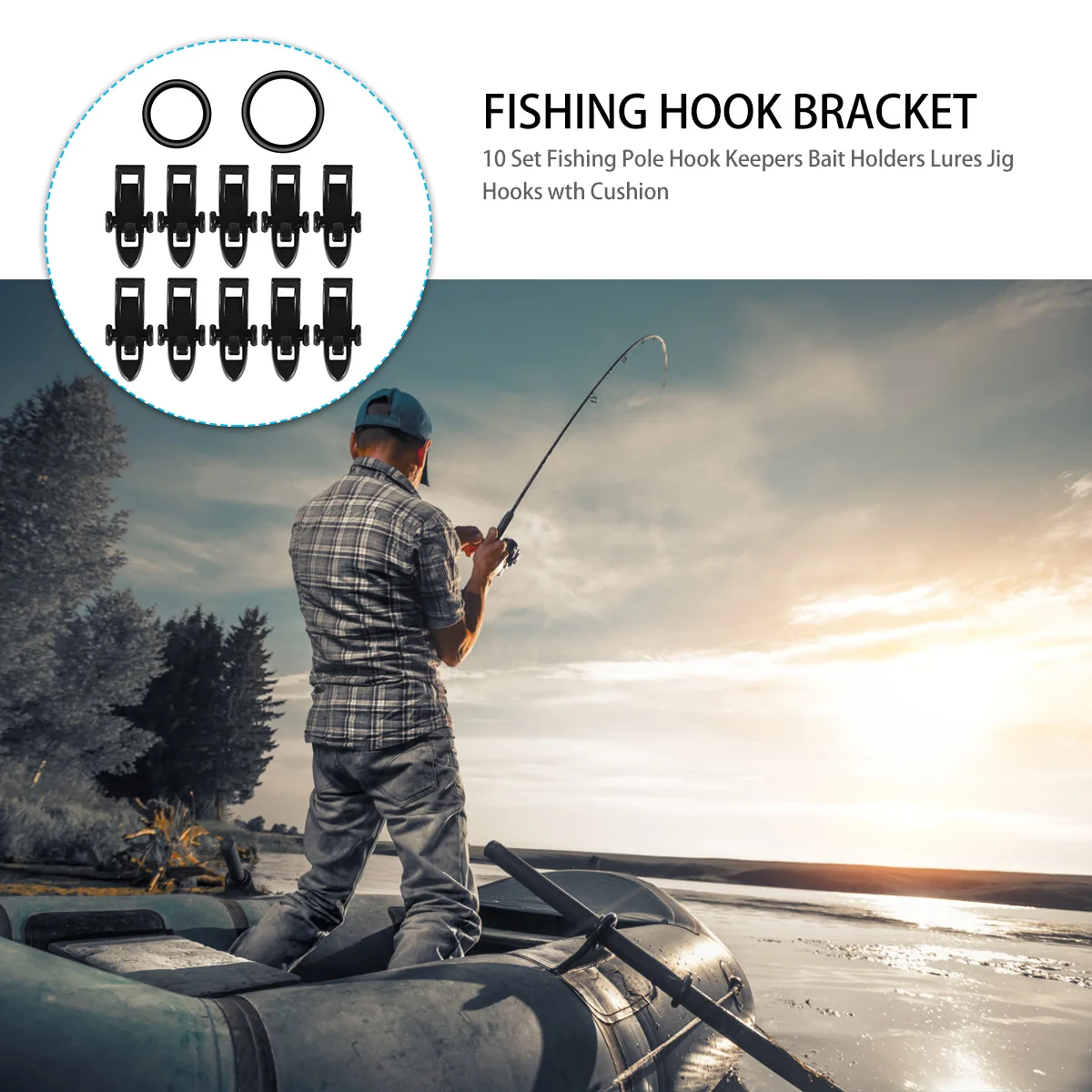 

10 Sets Fish Rod Holder Plastic Keeper Fishing Lure Holders Abs Pole Hooks