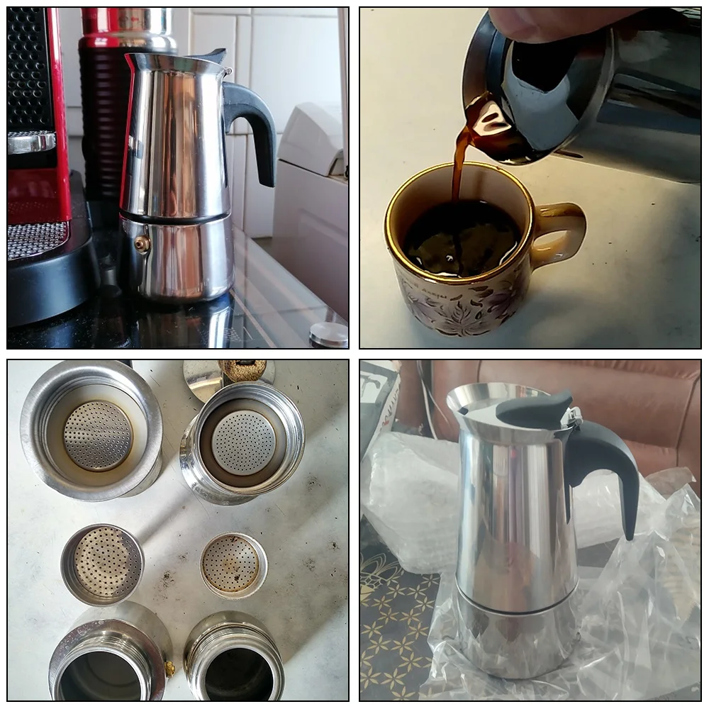 Moka Coffee Maker 2/4/6/9 Cups Stainless Steel Mocha Espresso Latte Stovetop Filter Coffee Pot for Kitchen