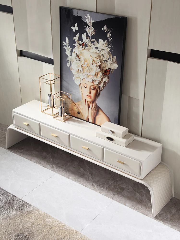 

European style light luxury TV cabinet living room lockers model room Hong Kong Style high-end postmodern simple TV cabinet