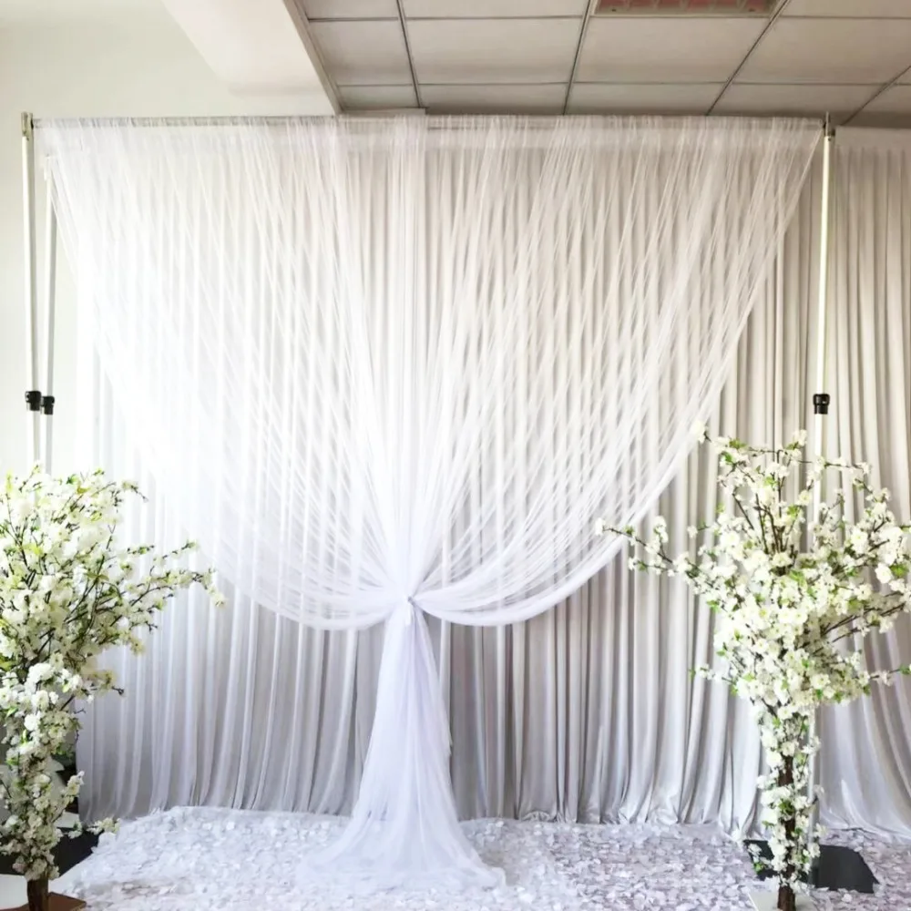 

Free Shipping 1 pc White Tulle Voile 3m*3m Wedding Backdrop Stage Backdrop