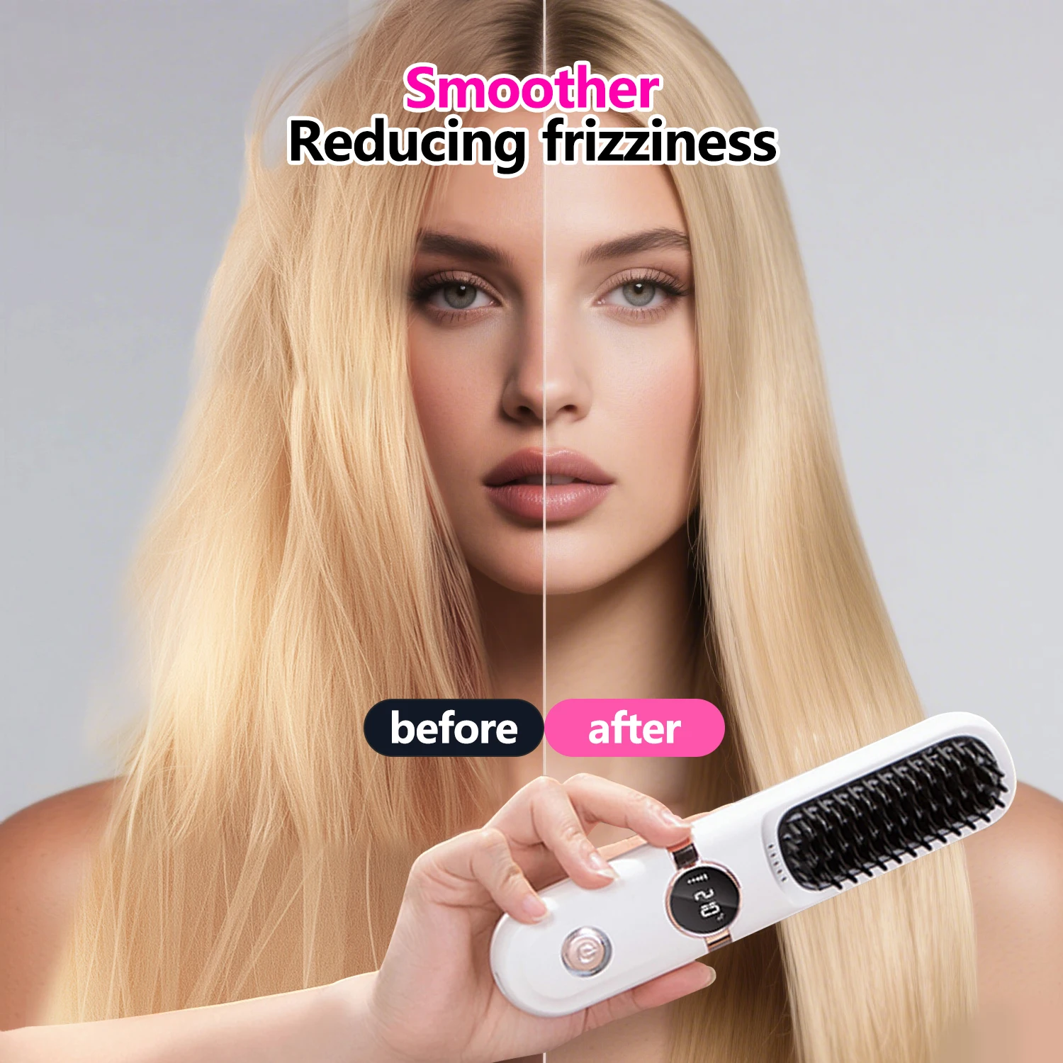 Electric Hot Comb Portable Cordless Hair Straightener Fast Heating Comb For Hair Smoothing Negative Ion Nourish Care
