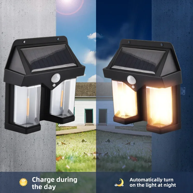 Outdoor Solar LED Wall Lamp Human Body Induction Street Light Garden Courtyard Waterproof Decoration Lighting Night Light