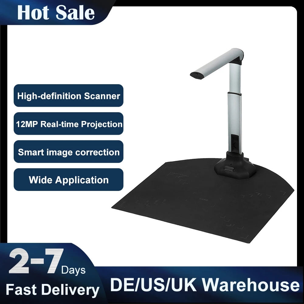 Portable High-definition Scanner 12MP Document Camera With Real-time Projection Video Recording Function A3/A4 Document Scanner