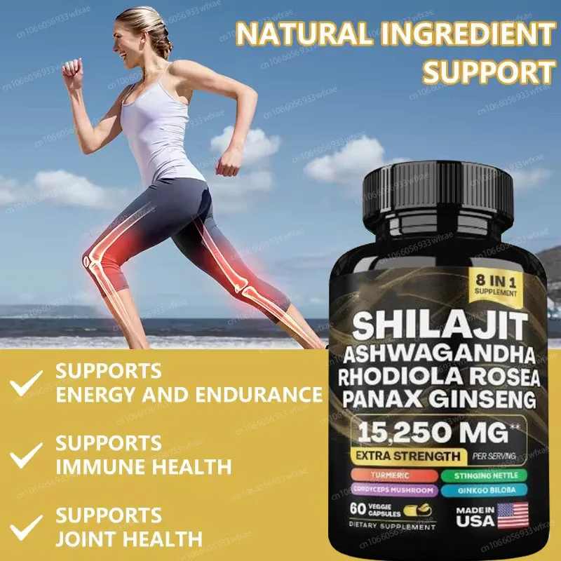 4 Bottles ORGANIC SHILAJIT Capsules 1000mg Sea Moss Capsules Ginseng Pills Immune Health Thyroid Support