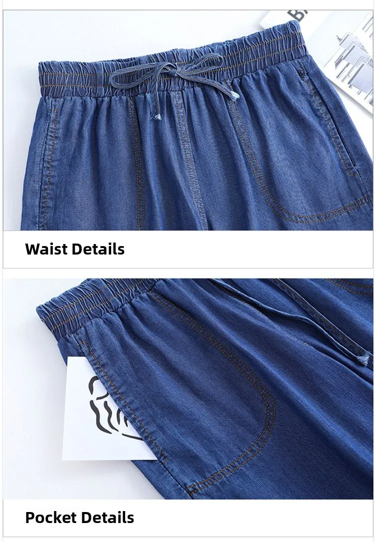 Ice Silk Straight Leg Jeans Women's Spring Summer Loose Fit Ultra Thin Long Pants Wide Leg Casual High Waist Zipper ket