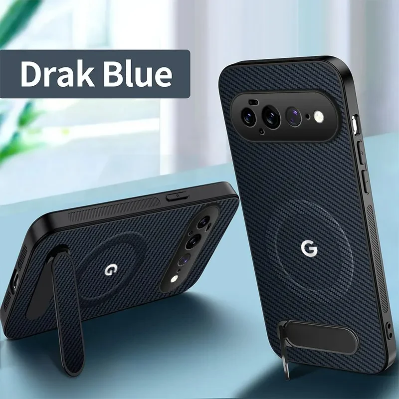 Luxury Carbon Fiber Pattern Case with Foldable Holder and Magnetic Anti-Drop Protection