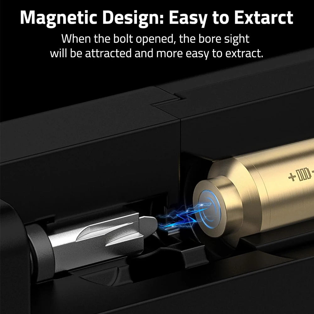 Tactical Magnetic Bore Sight Laser for 9mm 5.56mm 223 Red Laser Bore Sighter with 6 Batteries Lazer Zeroing Cartridge Sight