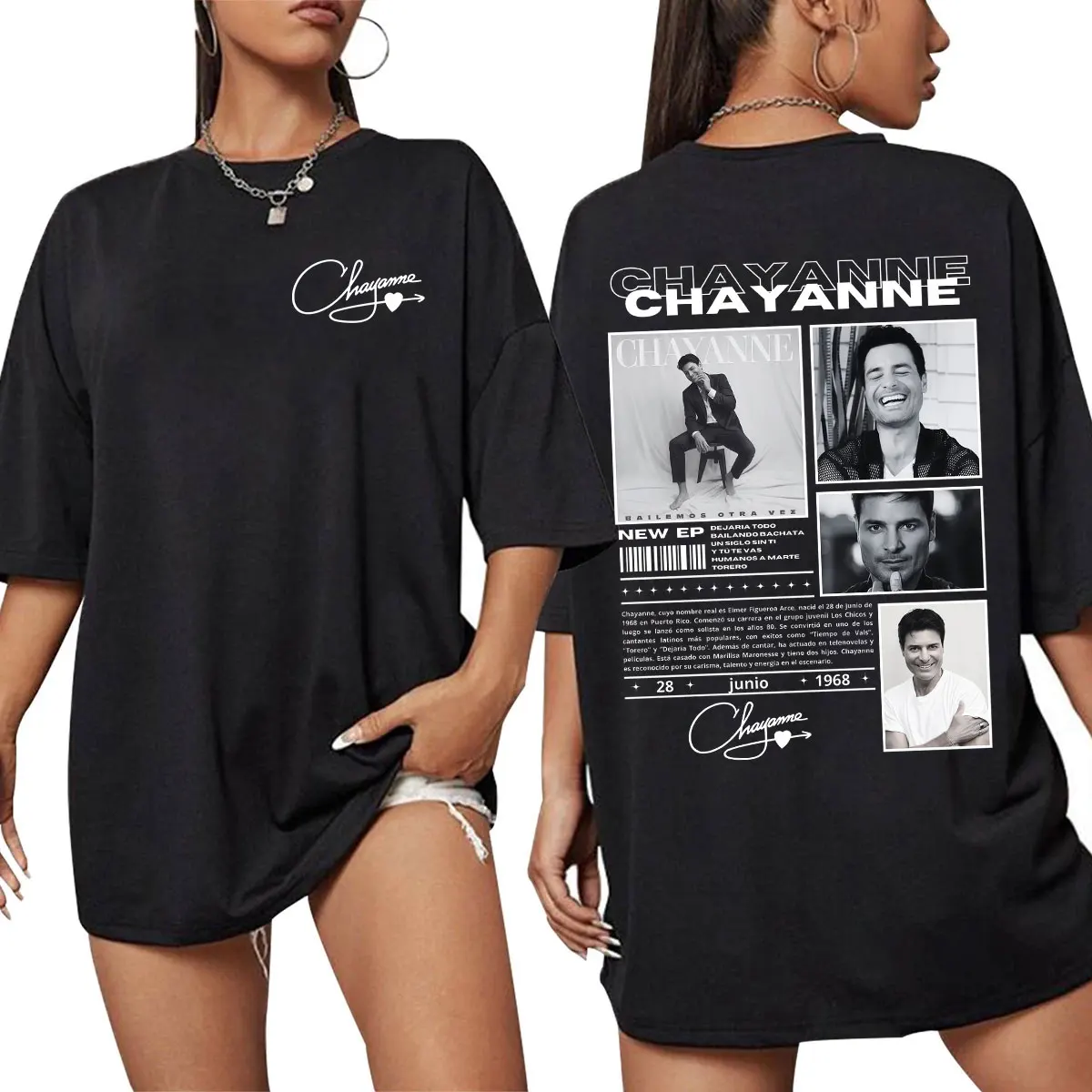 Chayanne Bailamos Otra Vez Tour Album T-Shirts Herren Damen Mode Kleidung Hip Hop T-Shirt Lässige übergroße T-Shirts Streetwear