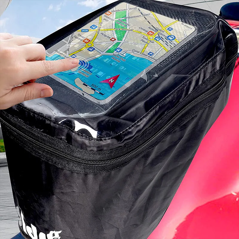 범용 오토바이 탱크 가방, 가스 오일 연료 탱크 새들 가방, 반사 스트랩 마운트, GPS 전화 포켓 거치대