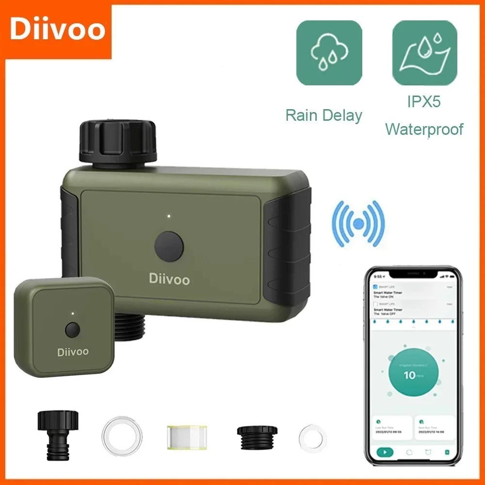 Diivoo Smart Water Valve Garden Automatic Watering System Smart Garden Watering Timer Wifi Automatic Drip Irrigation Controller