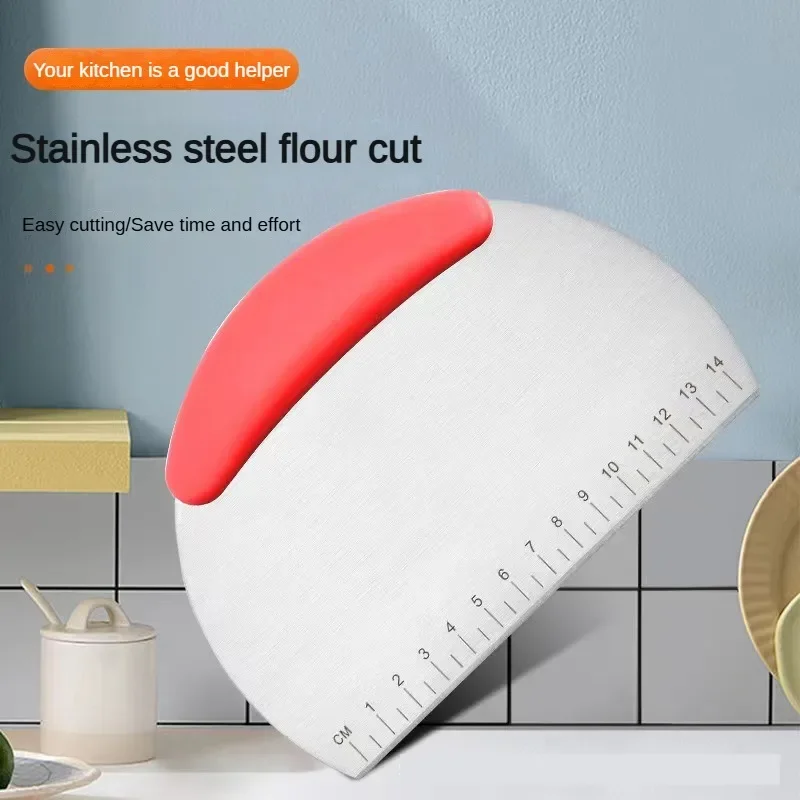 1 Piece Flour Cutter Stainless Steel with Scale Flour Dough Cutter Rice Noodles Scraper Household Kitchen Cake Baking Scraper dough scraper baking tool dough cutter baking accessories cake scraper