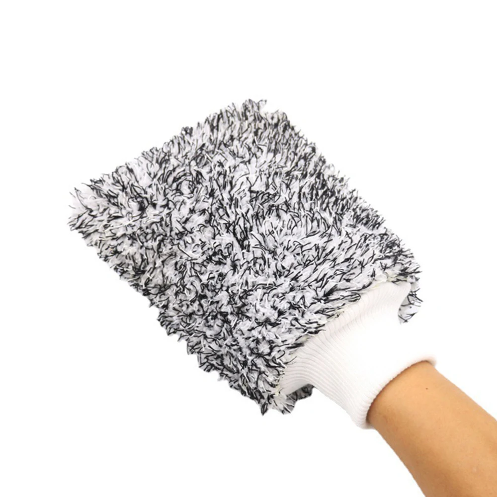Car Wash Glove Cleaning Sponge Plush Towel Microfiber Wash Mitt Double-faced Glove