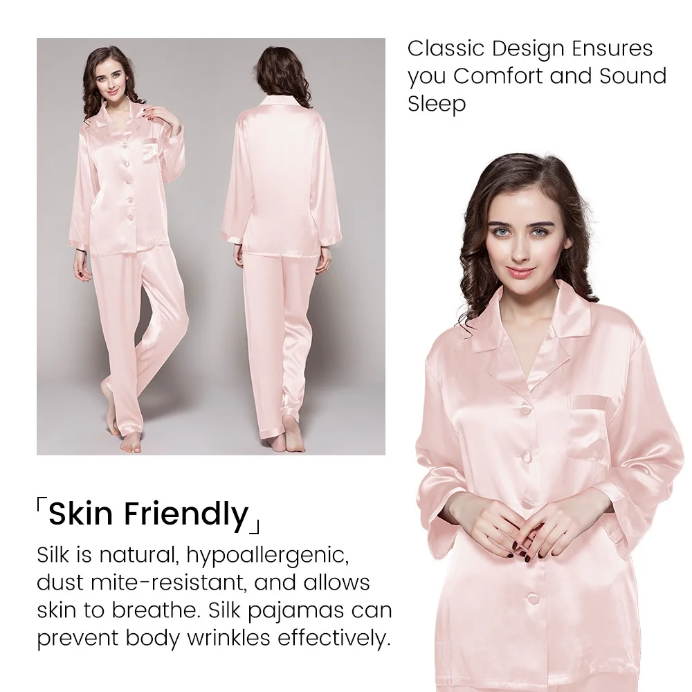 Silk Pajamas Set Women Pure 19 Momme Ladies Sleepwear Luxury Natural Full Length Women's Clothing Free Shipping