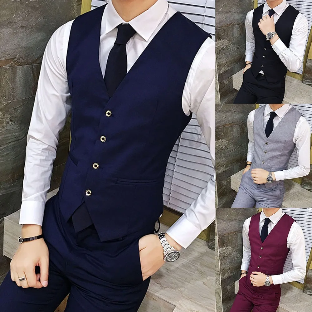 Description Picture 2 of itemSuit Vest Business V-neck Color Daily Waistcoat Formal Indoor Mens Office Outdoor Regular Appointments British