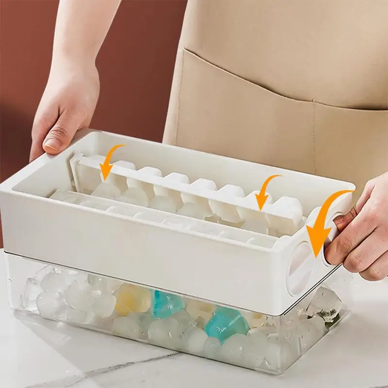 

Rotating Ice Cube Trays With Lid And Bin Easy Release Ice Cube Mold For Whiskey Cocktail Freezer Ice Cubes Maker Kitchen Gadget