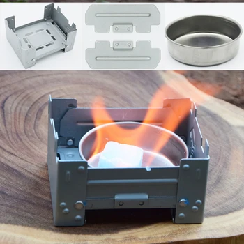 Solid Fuel Alcohols Stove Outdoor Camping Stove Portable Stainless Steel BBQ Alcohols Stoves Hiking Cooking Equipment