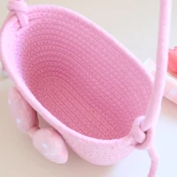 Cute Cartoon Storage Baskets Woven Cotton Rope Desktop Jewelry Cosmetics Snacks Sundries Key Kid Toys Organizer Bins 6