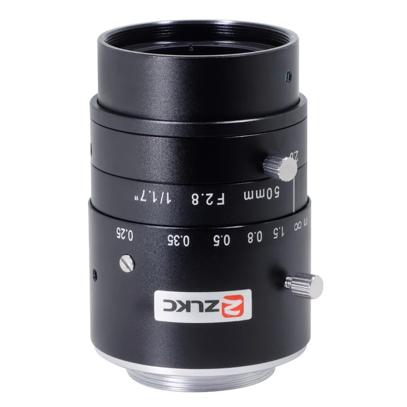 ZLKC 50mm 카메라 렌즈 1/1.7인치 C-마운트 머신 비전 렌즈 F2.8 수동 아이리스 12MP 고해상도 fa 산업용 렌즈