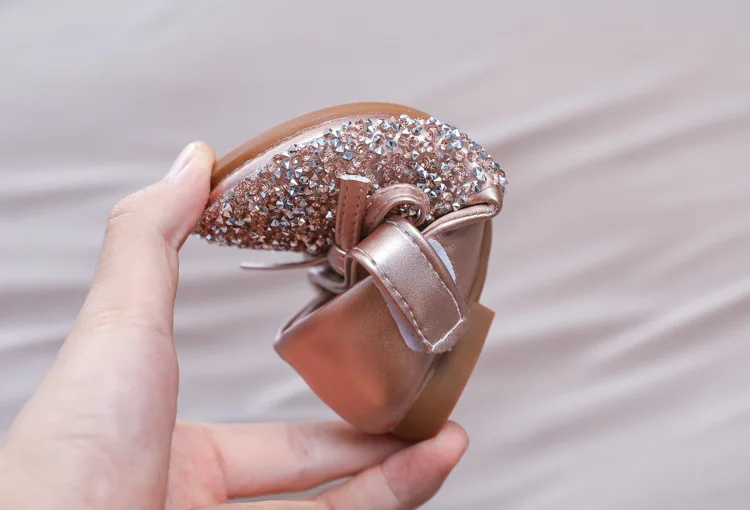 Baby Girls Shoes Leather Flats Princess Rhinestone Bling Dress