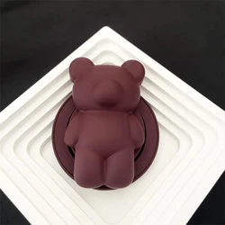 Chic 3D Silver Bear Magnetic Phone Holder & Stand - Matte Finish (Dark Red)