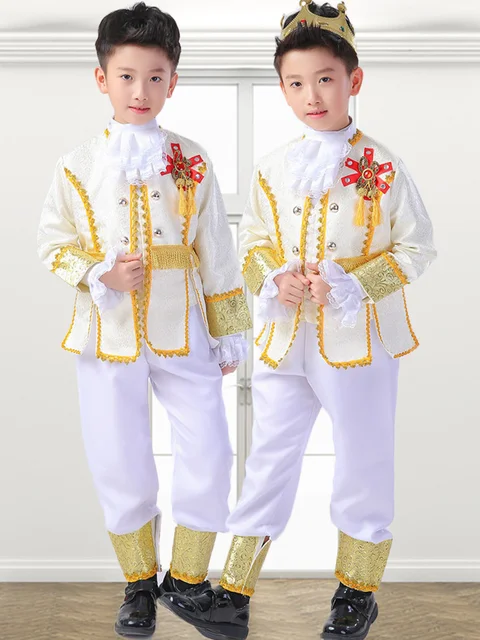 Leunsyoukin Prince Charming Costume For Boys (Age 3-10) - Complete Royal Outfit With Crown & Scepter