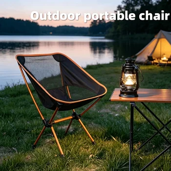 Chaise de camping pliante portable ultra-légère en alliage d'aluminium avec dossier, pour pique-nique, pêche, randonnée, loisirs en extérieur