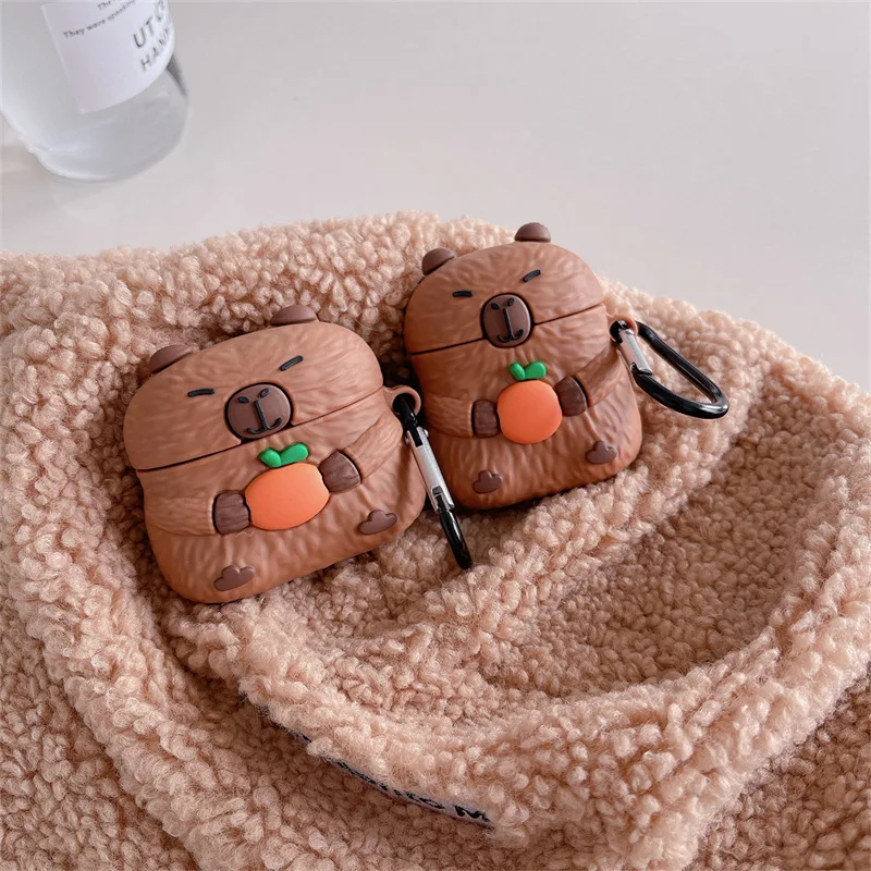 

Cute 3D Cartoon Capybara Bluetooth Headset Cover for Airpods 1 2 3 Pro Pro2 Headphone Cover Wireless Earphone Box