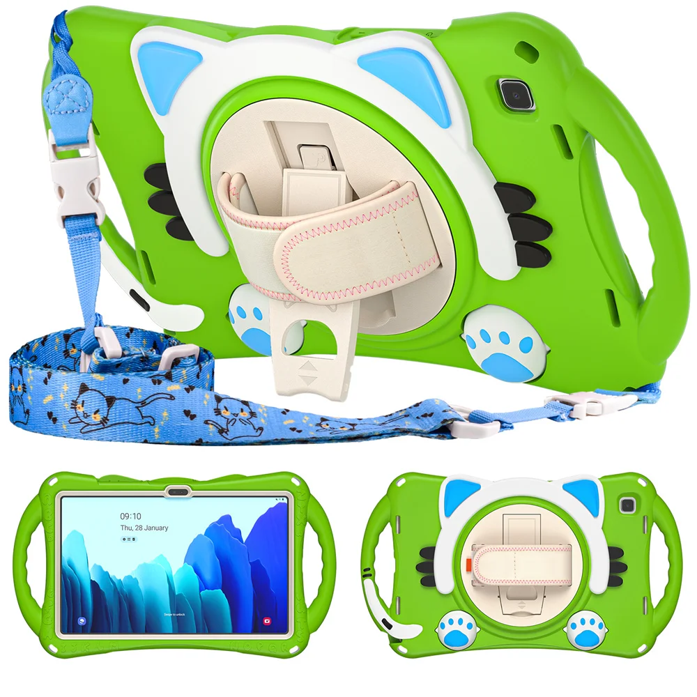 

For Samsung Galaxy Tab A7 10.4 T500 Tablet Soft Case Childs Silicone Safe Stand Handle Shell Covers for Samsung Tab A7 T505 T507