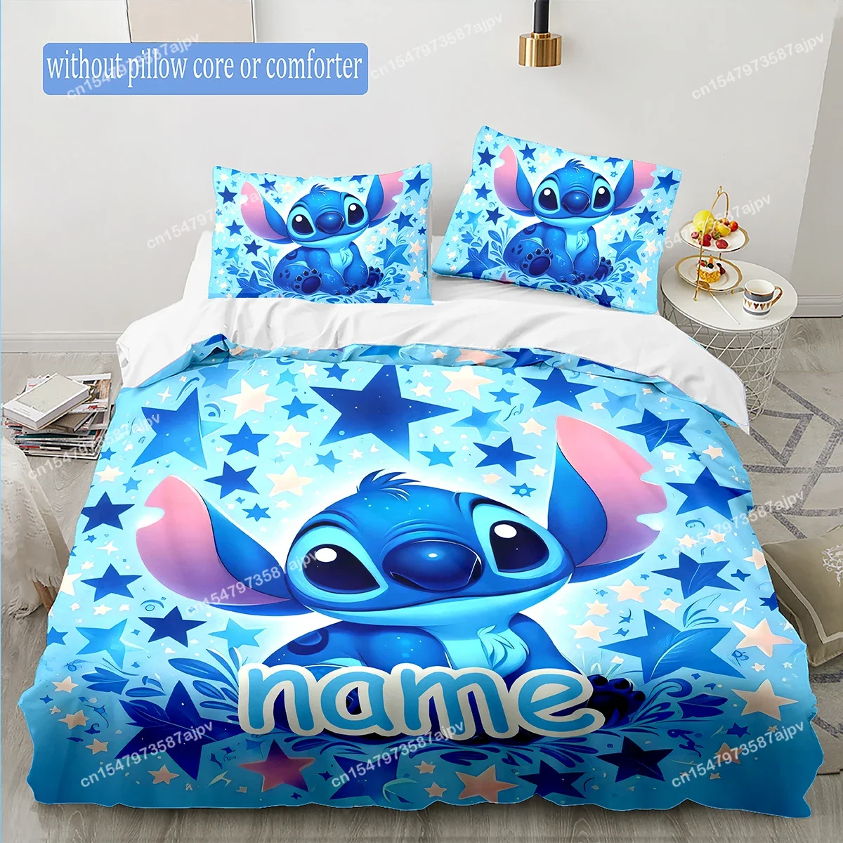 Personalized Duvet Custom Cute Stitch Angel Disney Bedding Set King Twin Double Child 3 Piece Polyester Duvet Cover Set-QIAN 3