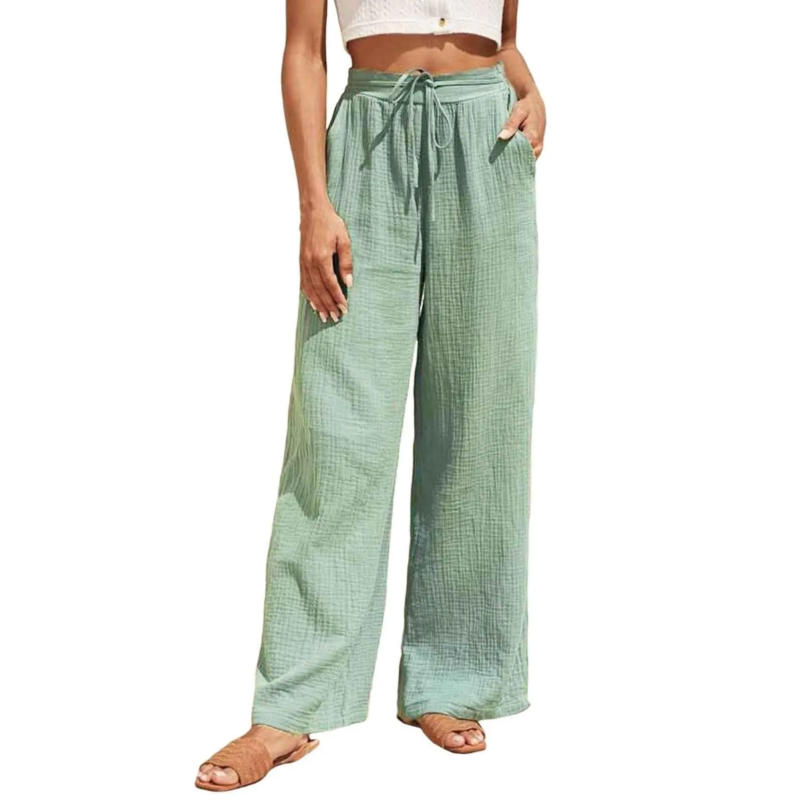 

Women's Casual Fashion Solid Color Relaxed Casual Pants Causal Full Length Trousers Vintage ropa de mujer штаны calça feminina