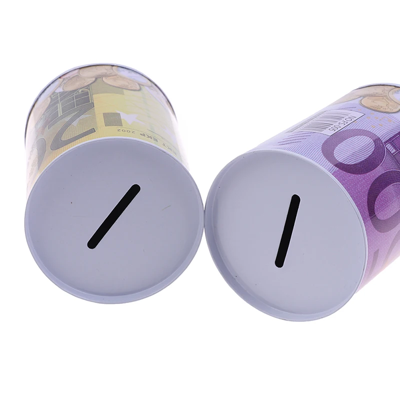 Tinplate Cylinder Piggy Bank Euro Dollar Picture Box Household Saving Money Box Home Decoration Money Boxes - Image 4
