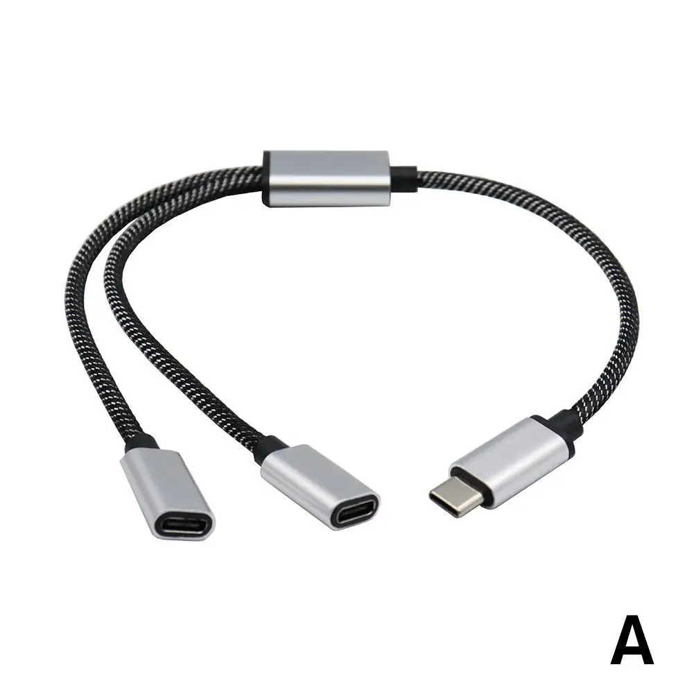 モバイルフォンタブレットType-Cハブ 3ポート 1対2 Type-Cインターフェーススプリッター USB-Cオス-2USB-Cメススプリッター 充電器電源