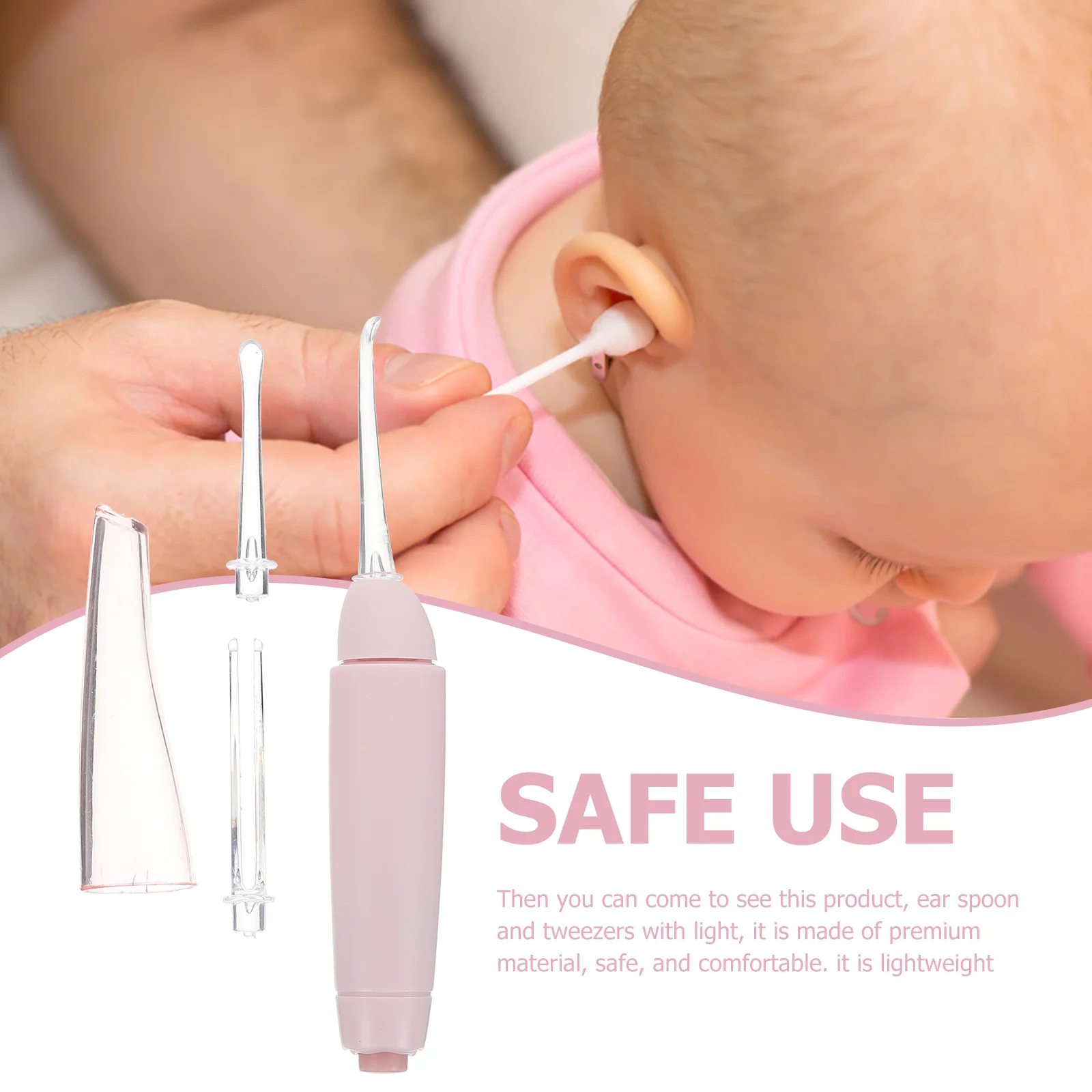 Ear Spoon Luminous Wax Clip Scoop for Baby Cleansing Pink Earwax Cleaner with Light 3