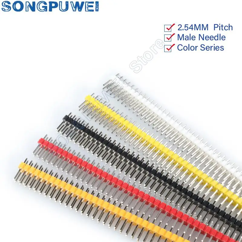 Color 40 Pin 1x40 Single Row Male 2.54 Breakable Pin Header Connector