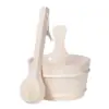 4L Sauna Bucket and Ladle Accessory, Wooden Barrel with Liner for , 4