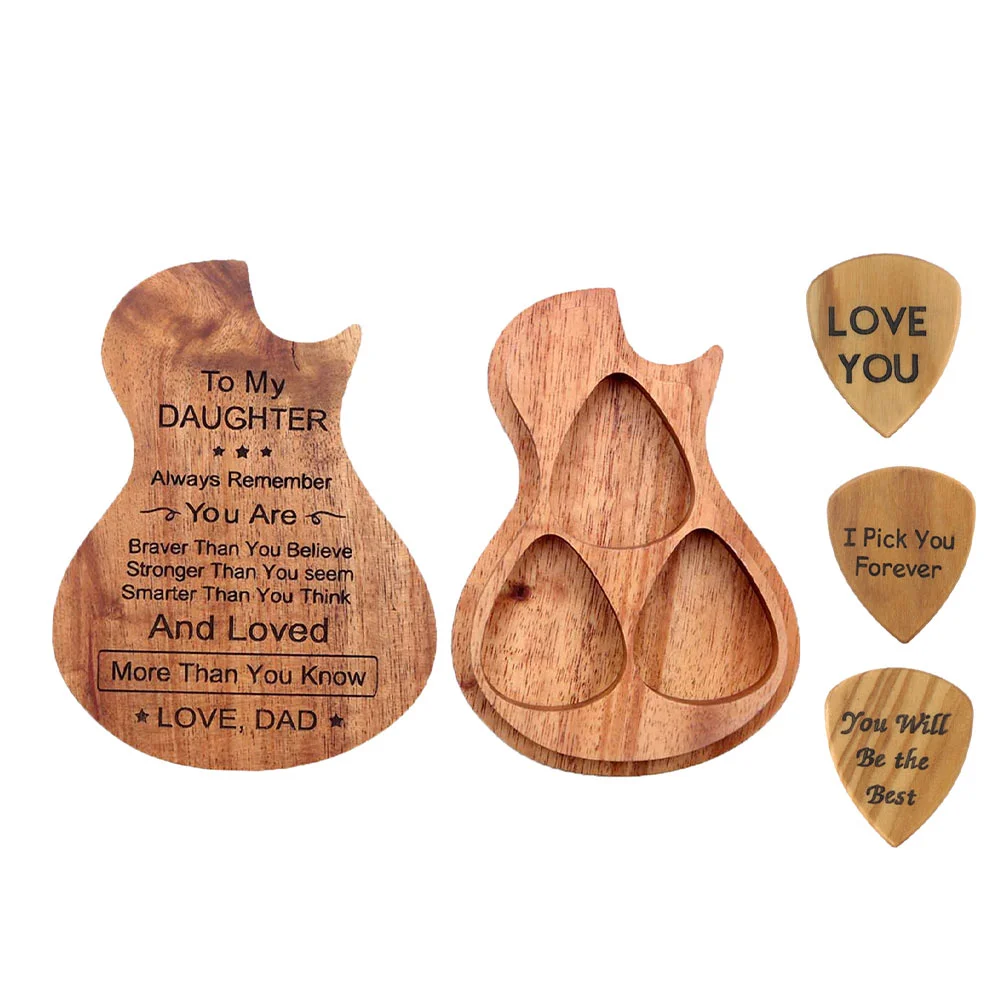 

Pick Box Set Guitar Accessories Container Case Storage Holder Wooden Picks Organizer