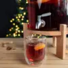 Beverage Dispenser with Stand - 1.8 Gallon (7L) Glass Drink Dispenser with Spigot, Lid, Beech Wood Stand for Hot or Cold 5