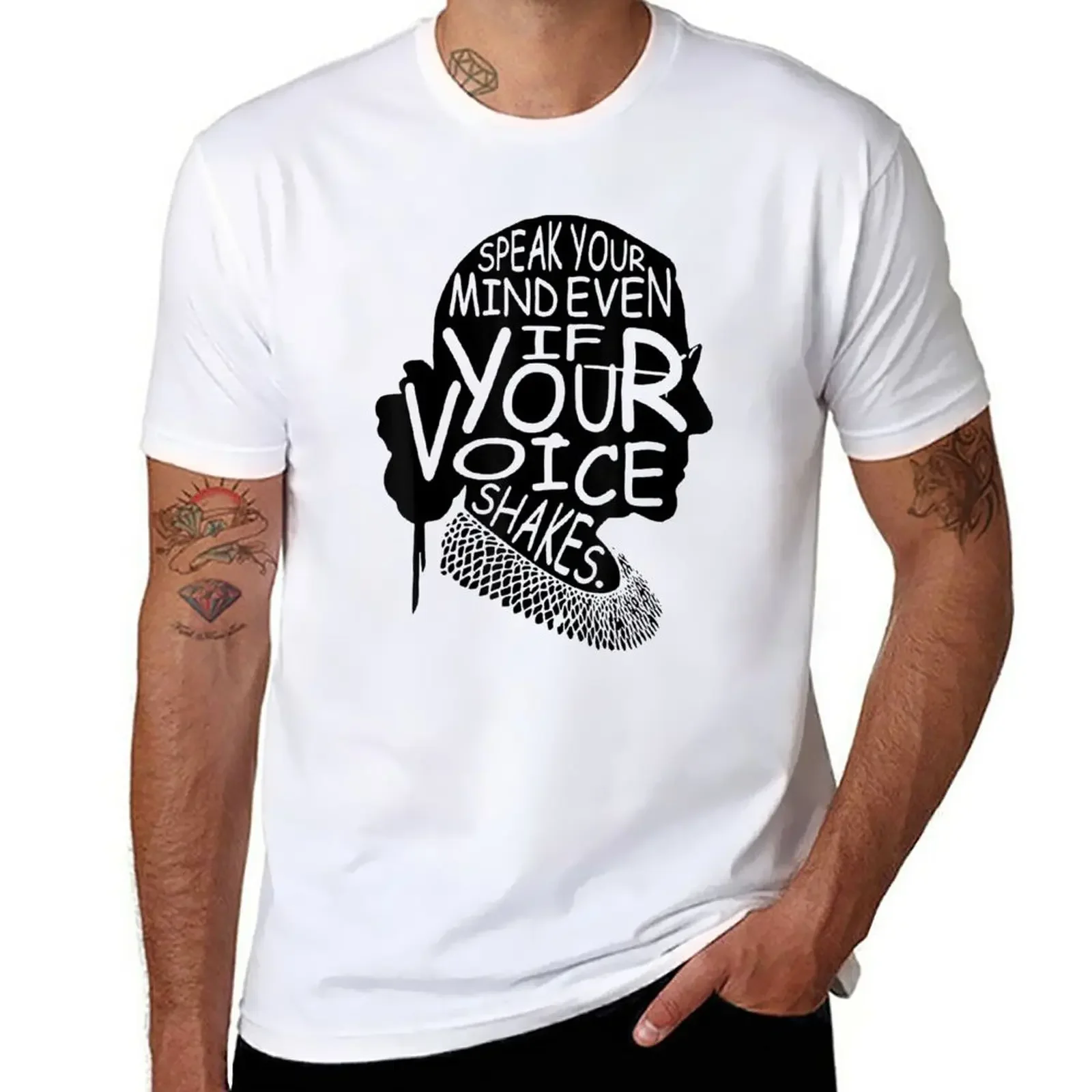 

Speak Your Mind Even If Your Voice Shakes Quotes Feminist T-Shirt oversized sweat t shirt men