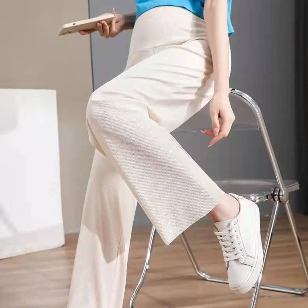 Loose Straight Leg Pants Ice Silk Dropping Feeling Casual Pants Pregnant High Waist Workout Trousers Wide Leg Pants Woman
