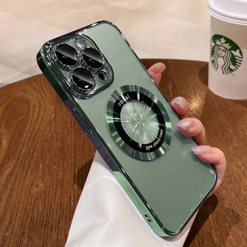 Fashion For Magsafe Cases For iPhone 15 14 13 12 11 Pro Max Plus Magnetic Case Plating Clear Soft Silicone Wireless Charge Cover