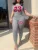 Plus Size Women Summer Casual Loose 2 Piece Set Letter Print Pocket Design Pants Set Short Sleeve