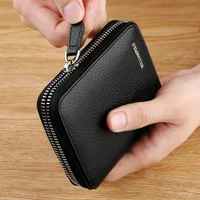 Short zipper head layer cowhide purse women's purse leather women's universal men's and women's card bag 1