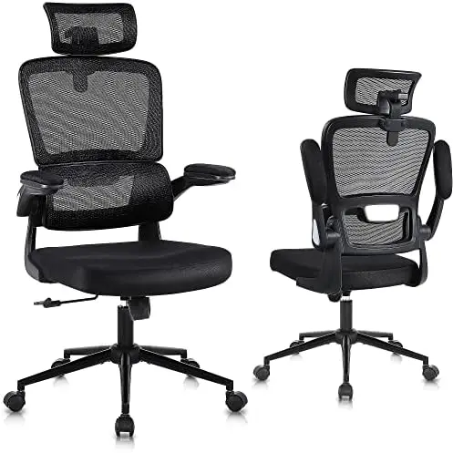 

Office Chair Breathable Mesh Home Office Desk Chair, Comfy Computer Chair with Lumbar Support, Headrest and Flip-up Arms, Execut