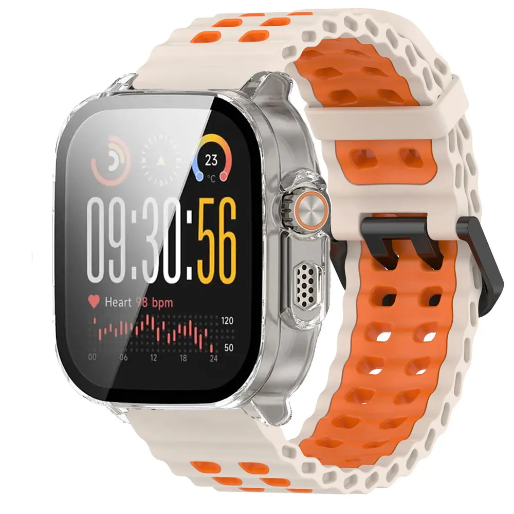 2pcs Silicone Band and Protective Case Set for Smartwatch - Screen Guard and Wristband Accessories