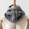 RICYGVM Collar One Piece Knit Woolen Hat Fashion Balaclava Hats Couple Winter Warm Neck Ear Protection Cap Scarf Hooded Beanies 5