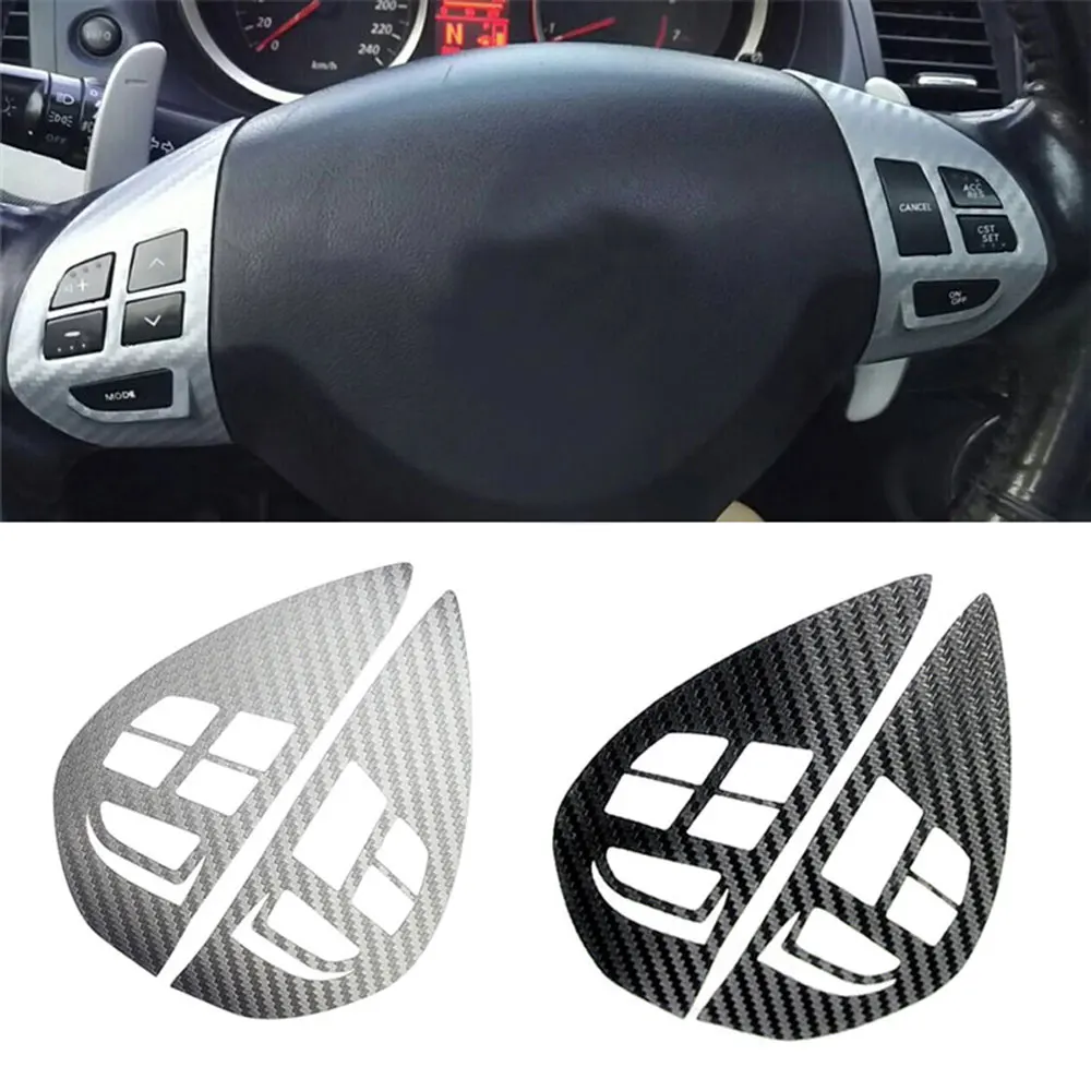 

3D Carbon Fiber Control Button Steering Wheel Switch Car Interior Sticker For Mitsubishi ASX Lancer Outlander RVR Pajero Sport
