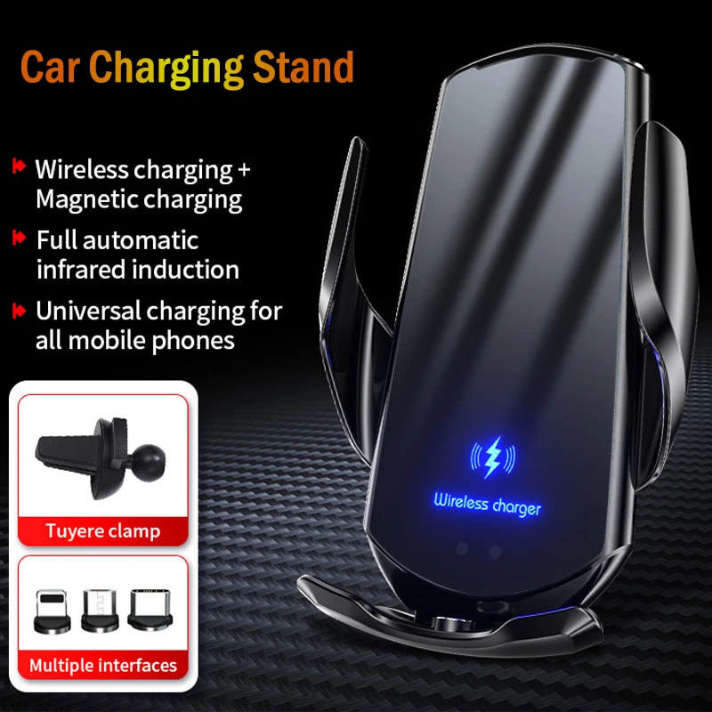 iphone charging pad 15W Fast Car Wireless Charger for Samsung Galaxy S10 S20 S21 S22 Ultra Plus Note 10 20 Ultra Car Holder Automatic Smart Sensor apple charging station