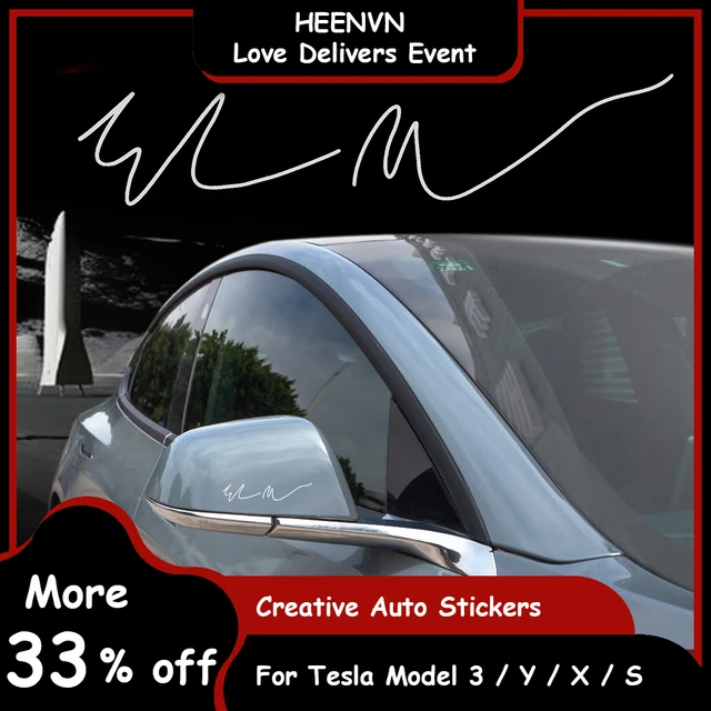 Heenvn 2023 Elon Musk Signature Car Sticker For Tesla Model S 3 X Y  Accessories Creative Auto Stickers Model3 Automobile Decals - AliExpress