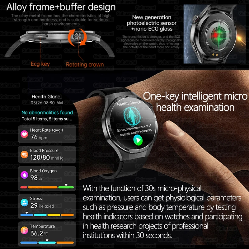 For HUAWEI 2025 New Accurate Lipids Uric acid Smart Watch ECG+PPG Health Monitort Watch IP68 Waterproof Sports Call Smart Watch 4